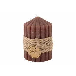 Cosy@Home Kaars ribble bruin 40h 7x7xH10cm Gereduceerde Prijs