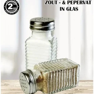 Beperkt Aanbod Zout- en pepervaatje geribbeld glas 9x4cm