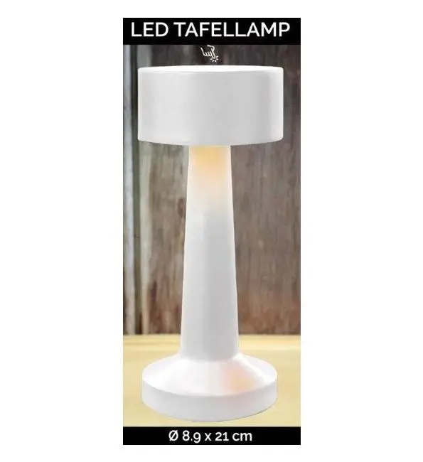 LED Tafellamp Touch mat wit Ø8,9x21cm Rechtstreeks Van De Fabrikant