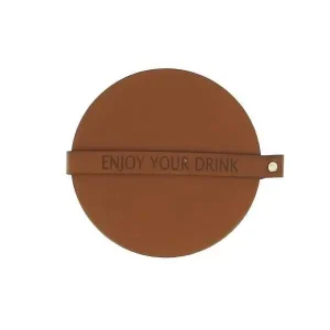 Voordeelprijs Glasonderzetter "Enjoy your drink" cognac/bruin/zwart | 6 stuks