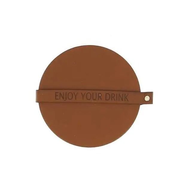 Voordeelprijs Glasonderzetter "Enjoy your drink" cognac/bruin/zwart | 6 stuks