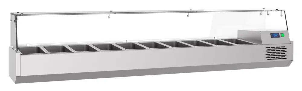 Merkproduct Gekoelde Opzetvitrine 10x 1/3 GN +4°c/+10°c | 2100x390x460mm