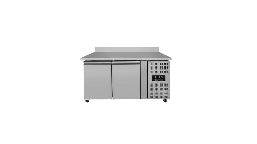 Unnicool Koelwerkbank | 282L | 2 Deuren (1/1 GN) | +2°c/+8°c | Geforceerd | Achter Rand | Wielen | 1360x700x850/950mm Snelle Levering