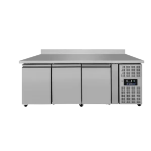 Unnicool Koelwerkbank | 417L | 3 Deuren (1/1 GN) | +2°c/+8°c | Geforceerd | Achter Rand | Wielen | 1795x700x850/950mm Op = Op