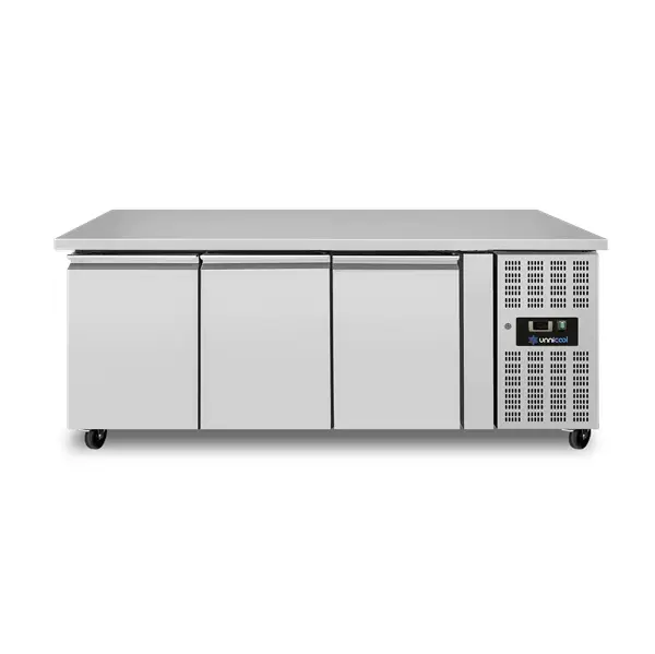 Unnicool Koelwerkbank | 417L | 3 Deuren | +2°C/+8°C | Geforceerd | Wielen | 1790x700x850/950mm Lage Prijs