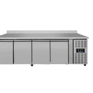 Unnicool Koelwerkbank | 550L | 4 Deuren (1/1 GN) | +2°c/+8°c | Geforceerd | Achter Rand | Wielen | 2230x700x850/950mm Populair