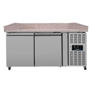 Tijdelijk Beschikbaar Unnicool Pizzawerkbank | 390L | 2 Deuren | +2°c/+8°c | Geforceerd | Wielen | 1510x800x850/990mm