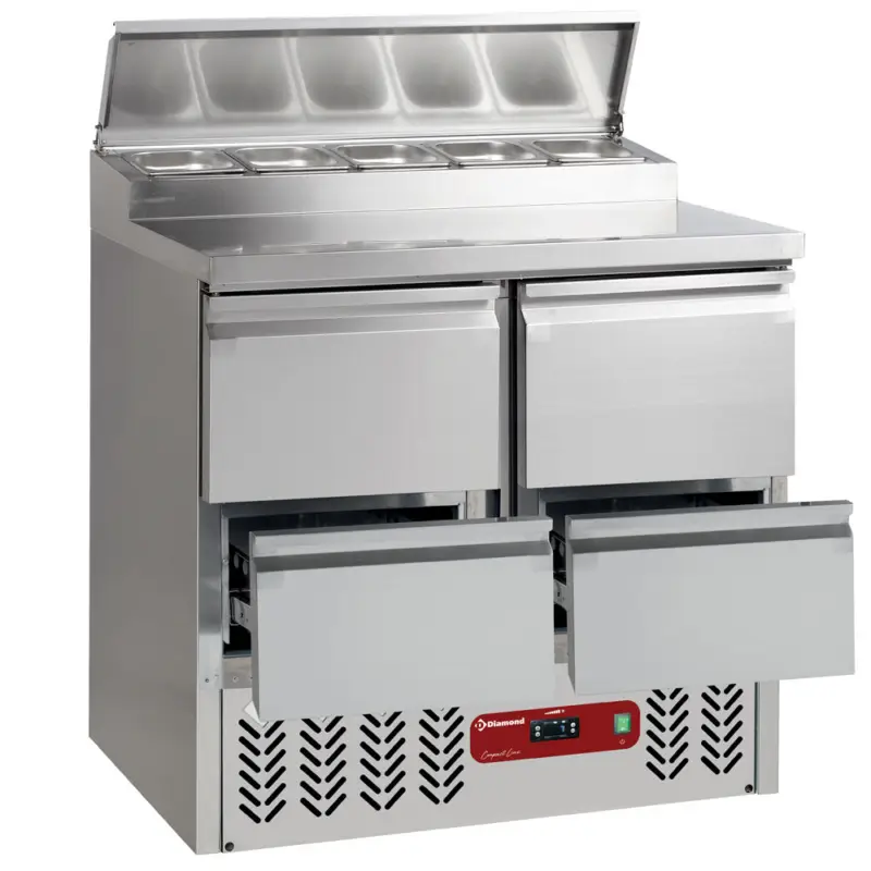 Finale Uitverkoop Saladette Gekoeld | GN 5x 1/6 150mm | 2 Deurs Of 4 Laden | 900x700x870/1250mm