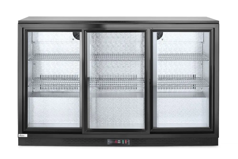 Seizoensaanbieding Arktic Barkoelkast | 303L | Zwart | +2°C/+10°C | Geforceerd | Schuifdeuren | 1335x500x900mm