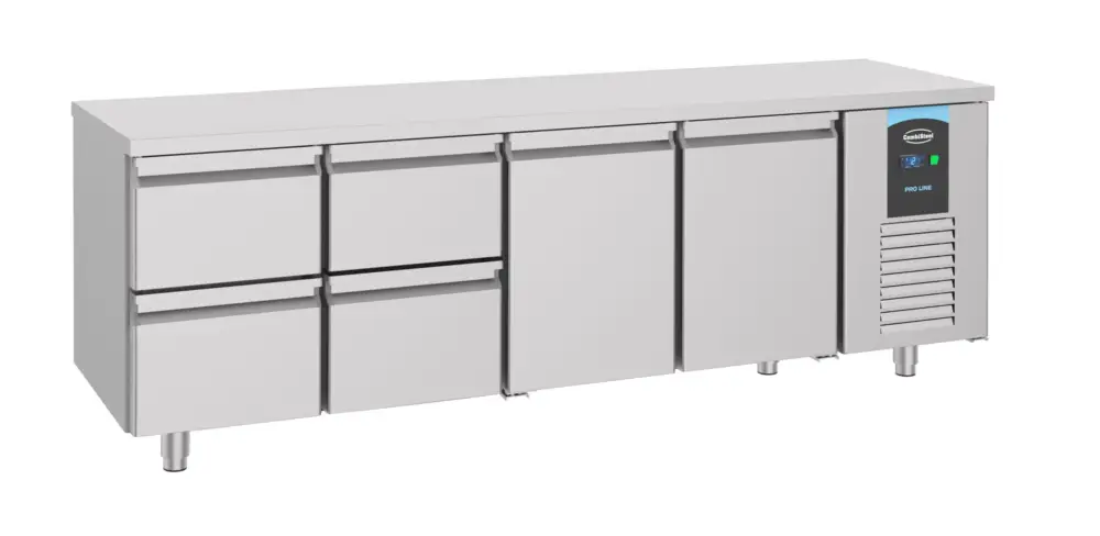 Gratis Retour Combisteel Koelwerkbank | ENERGY LINE | Energiezuinig | 632L | 2 Deuren + 4 Laden 1/1 GN | -2°C/+8°C | Geforceerd | 2330x700x850mm