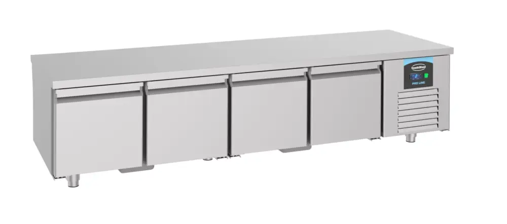 Rechtstreeks Van De Fabrikant Combisteel Koelwerkbank | PRO LINE | Laag Model | 360L | 4 Deuren | -2°C/+8°C | Geforceerd | 2130x700x600mm