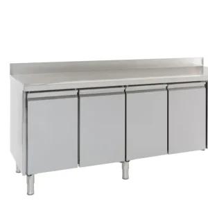 Combisteel Koelwerkbank | STANDARD LINE | 553L | 4 Deuren 1/1 GN | -2°C/+8°C | Geforceerd | Achter Rand | 2230x700x850/950mm Hoge Kwaliteit