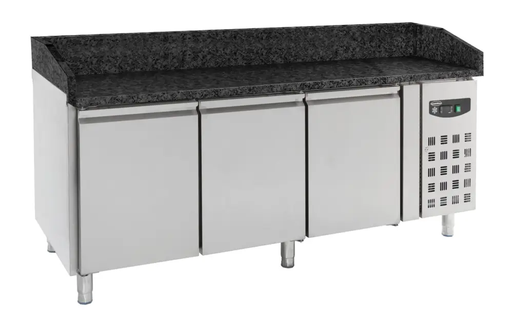 Combisteel Pizzawerkbank | 580L | 3 Deuren | +2°c/+8°c | Geforceerd | 2025x800x850/1000mm Hoge Kwaliteit