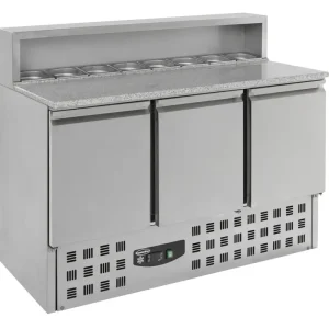 Exclusieve Aanbieding Combisteel Pizzawerkbank 402L Met 3 Deuren (1/1 GN) | Boven 8x 1/6 GN | 1368x700x1090mm