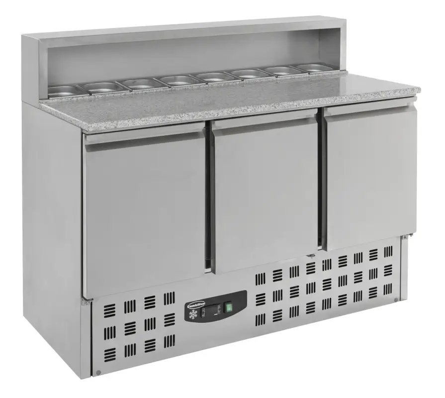Exclusieve Aanbieding Combisteel Pizzawerkbank 402L Met 3 Deuren (1/1 GN) | Boven 8x 1/6 GN | 1368x700x1090mm