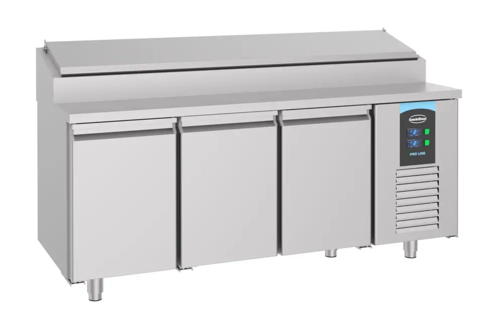 Merkproduct Combisteel Saladette | PRO LINE | 474L | 3 Deuren 1/1 GN | Boven 10x 1/3 GN | -2°C/+8°C | Geforceerd | Klapdeksel | 1865x700x850/1090mm