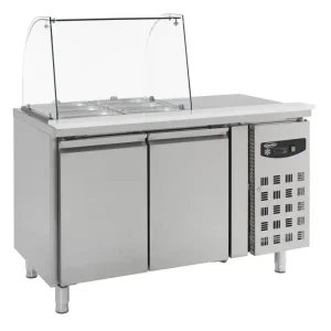 Nieuw Combisteel Saladette 2x 1/1 GN | Volledig RVS | 2 Deuren Met Glasopstand | 1360x700x1365mm