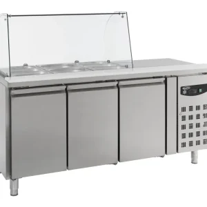 Combisteel Saladette 3 X 1/1 GN | RVS | 3 Deuren Met Glasopstand | 1795x700x1365mm Weekendaanbieding