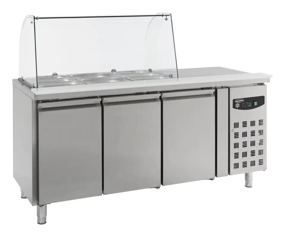 Combisteel Saladette 3 X 1/1 GN | RVS | 3 Deuren Met Glasopstand | 1795x700x1365mm Weekendaanbieding