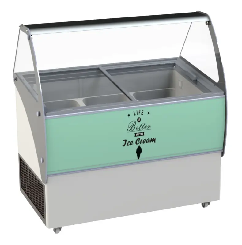 Combisteel Schepijsvitrine | CURAÇAO | 454L | 10x 5L | Statisch | Wielen | 1447x825x1257mm Showroom actie! Laatste Versie