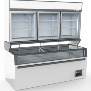 Dagaanbieding Combisteel Wandvriezer | Wit | -18°c | Geforceerd | 3 Schappen | Schuifdeksels | Glasdeuren | 2102x890x2110mm