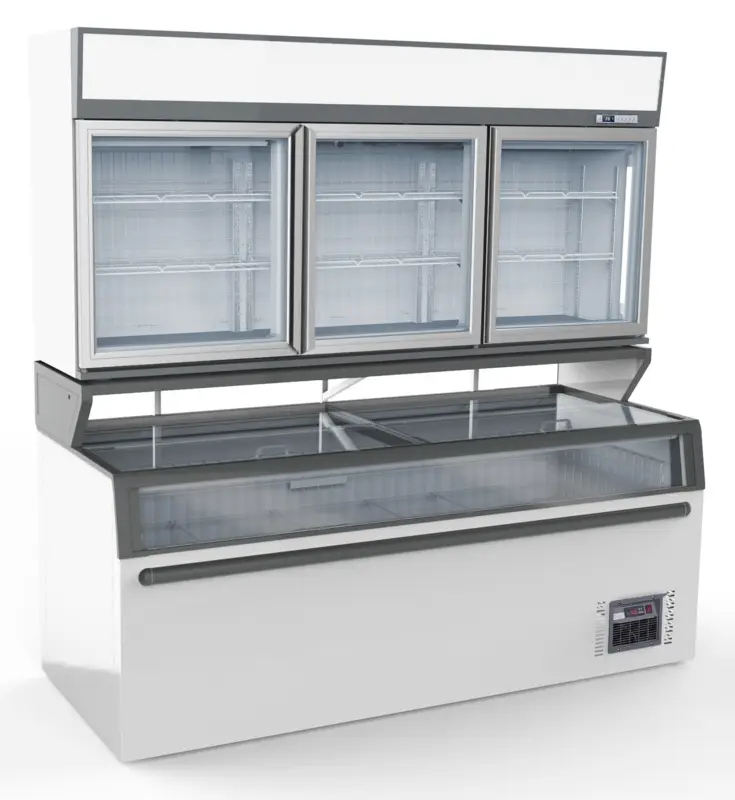 Dagaanbieding Combisteel Wandvriezer | Wit | -18°c | Geforceerd | 3 Schappen | Schuifdeksels | Glasdeuren | 2102x890x2110mm