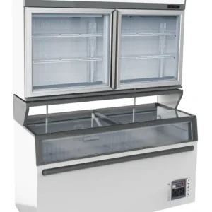 Combisteel Wandvriezer | Wit | -18°c | Schuifdeksels + Glasdeuren | 1454x890x2000mm Hete Deal