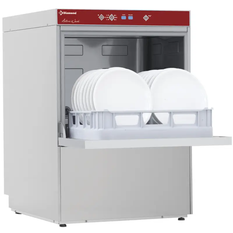 Beste Prijs Diamond Vaatwasser | Mand 500x600mm | 400V | Afvoerpomp | Naglanspomp | 600x695x850mm