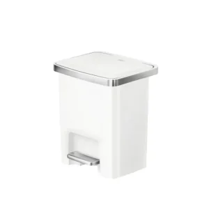 EKO Hana 2 Pedaalemmer | 15 Liter | Wit | Kunststof met RVS-look rand | Gedempt sluitend deksel | 300x250x361mm Koop Vandaag