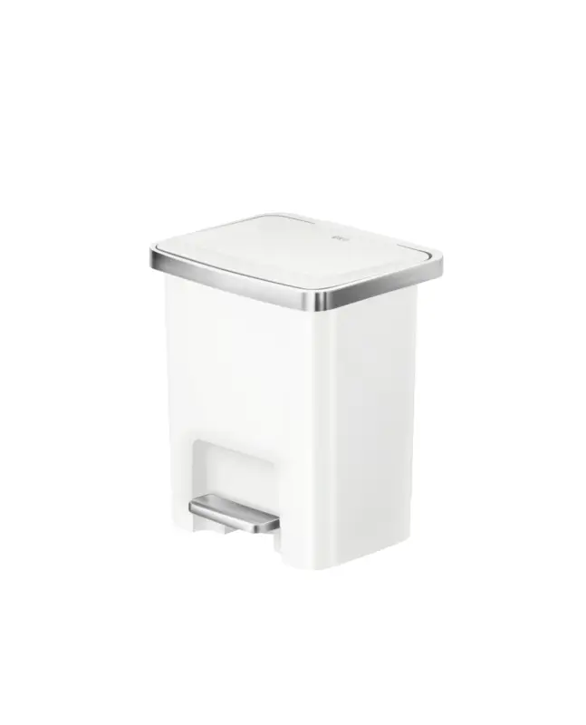 EKO Hana 2 Pedaalemmer | 15 Liter | Wit | Kunststof met RVS-look rand | Gedempt sluitend deksel | 300x250x361mm Koop Vandaag