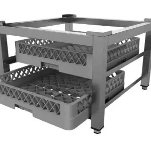 Unninox RVS Vaatwasser Onderstel | 2x 500x500mm Korf | 610x610x400mm Gecertificeerd