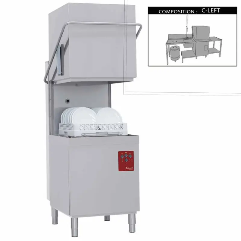 Diamond | Doorschuifvaatwasser | Met Inlooptafel + Uitlooptafel + Spoeldouchekraan | 500x500mm Mand | 400v | 2620x800x1530/2010mm Koop Online