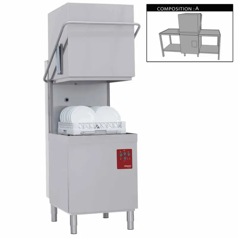 Diamond Doorschuifvaatwasser | In/Uitlooptafel | 500x500mm Mand | 400V | 2120x740x1530x2010mm Favoriet