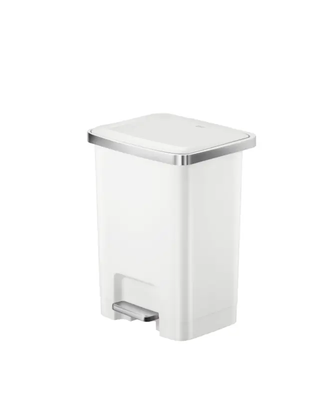 EKO Hana 2 Pedaalemmer | 25 Liter | Wit | Kunststof met RVS-look rand | Gedempt sluitend deksel | 282x338x466mm Nu Kopen
