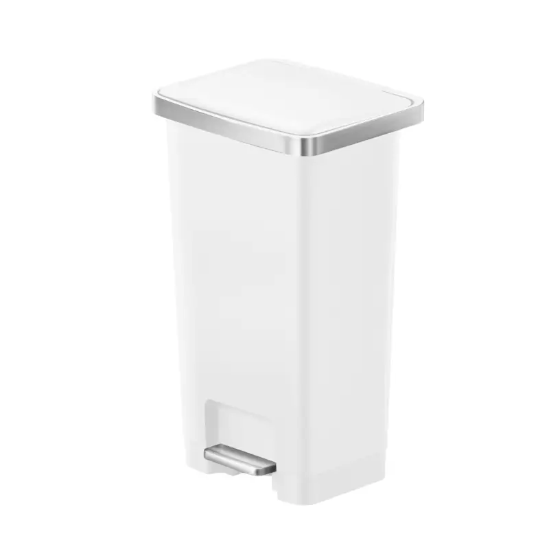 EKO Hana 2 Pedaalemmer | 45 Liter | Wit | Kunststof met RVS-look rand | Gedempt sluitend deksel | 332x282x653mm Laatste Versie