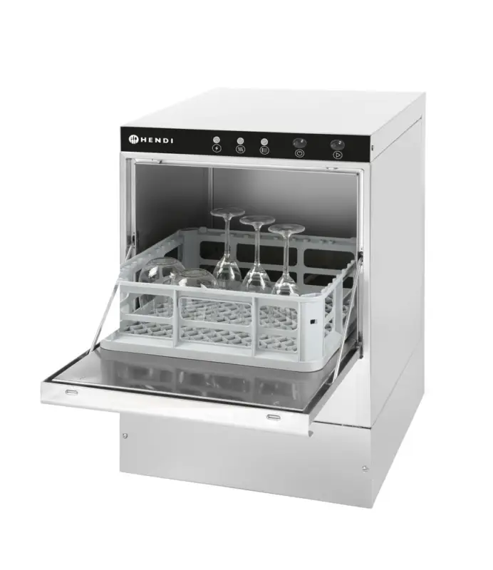 Laatste Versie Glazen Vaatwasser 40×40 – Elektronische Bediening | Hendi | Met Afvoerpomp | 230v/2800w | 472x566x(h)705mm