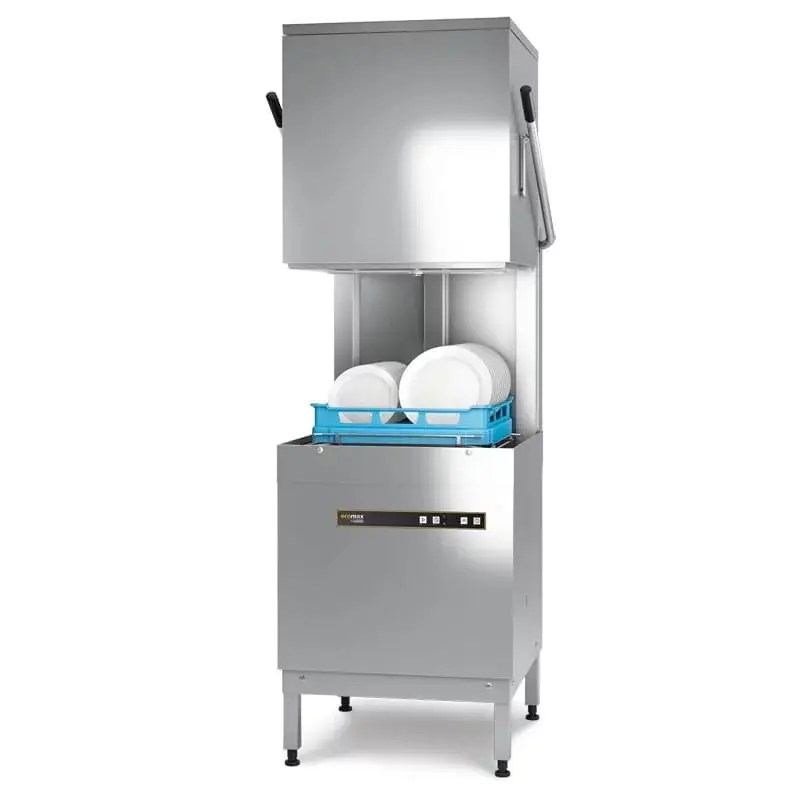 Laatste Versie Hobart Ecomax ECO-H604B Doorschuifvaatwasser | 500x500mm | 440mm Invoerhoogte | 400V | 6.6kW | 635x742x1480mm
