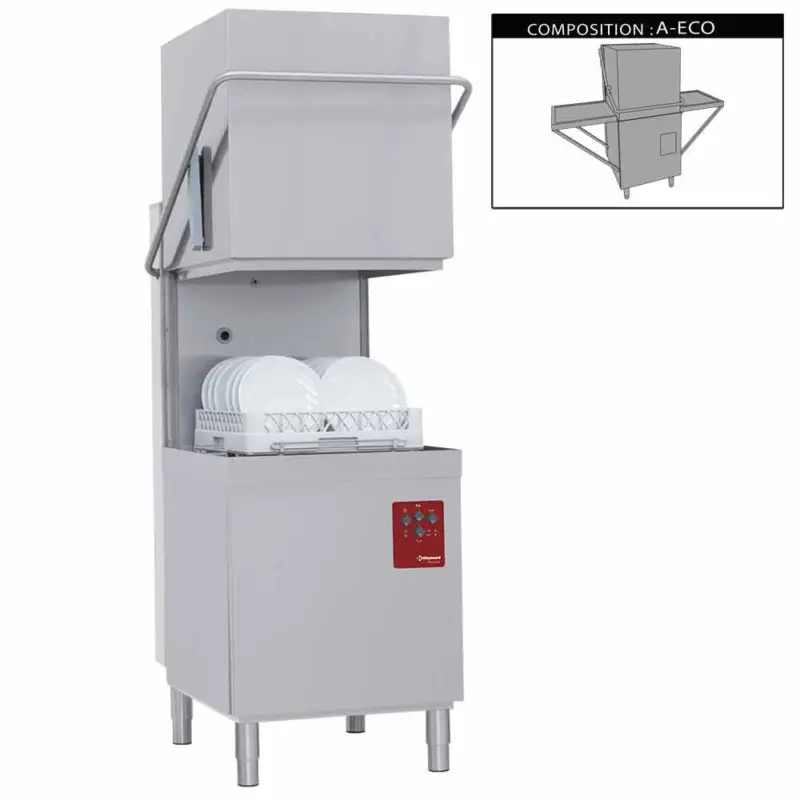 Alleen Vandaag Diamond Doorschuifvaatwasser + in/uitlooptafel | 500x500mm mand | 400V | 710x800x1530/2010mm