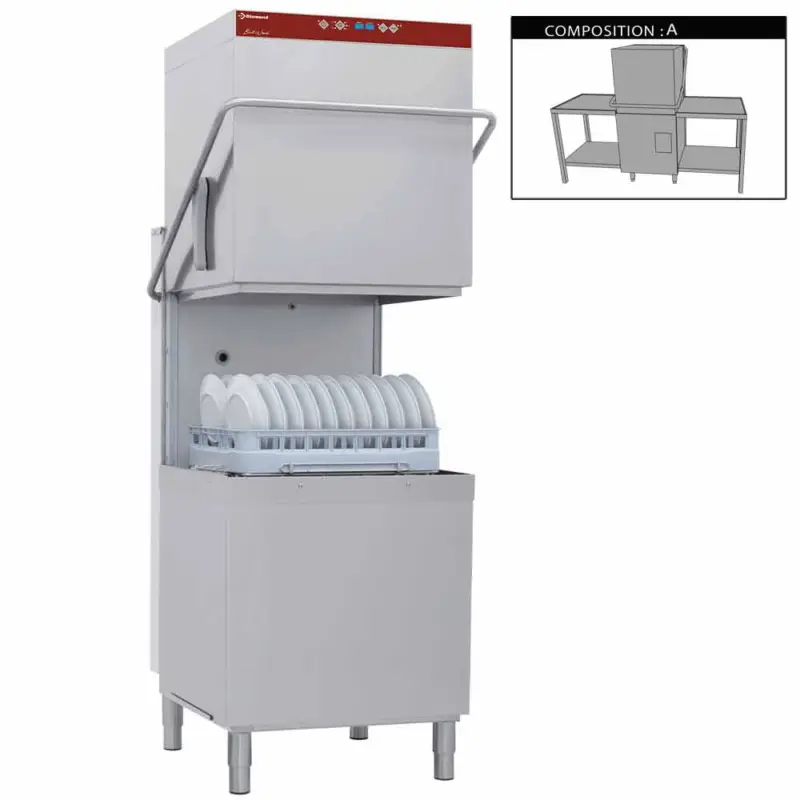 Diamond Horeca Doorschuif Vaat/Pottenwasser | In en uitlooptafel | 600x500mm mand + waterverzachter | 400V | 2120x740x1510/1945mm Superprijs