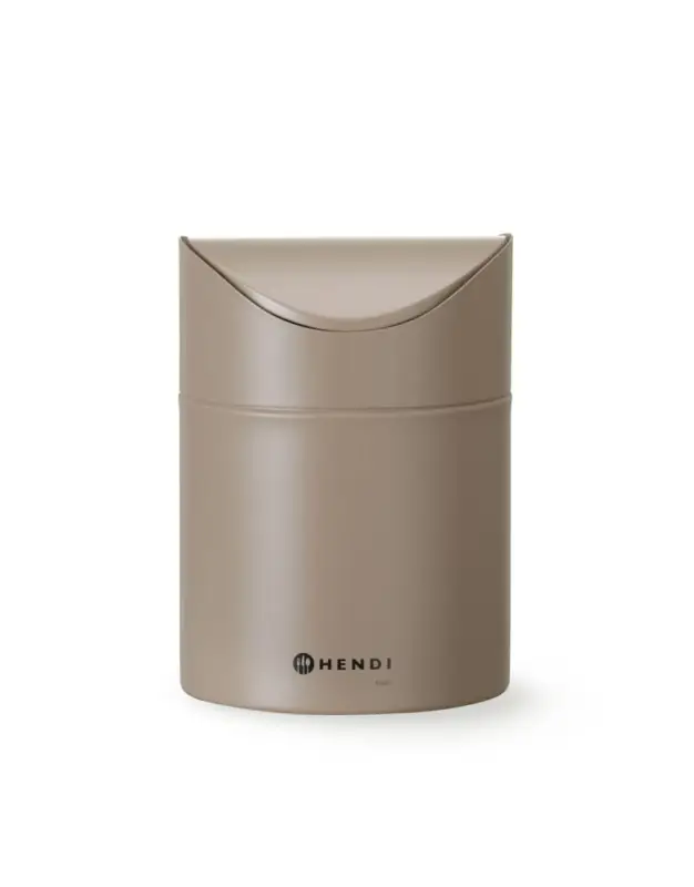 Bestseller Tafelformaat prullenbak met schommeldeksel, HENDI, 1,2L, Beige, ⌀120x(H)165mm