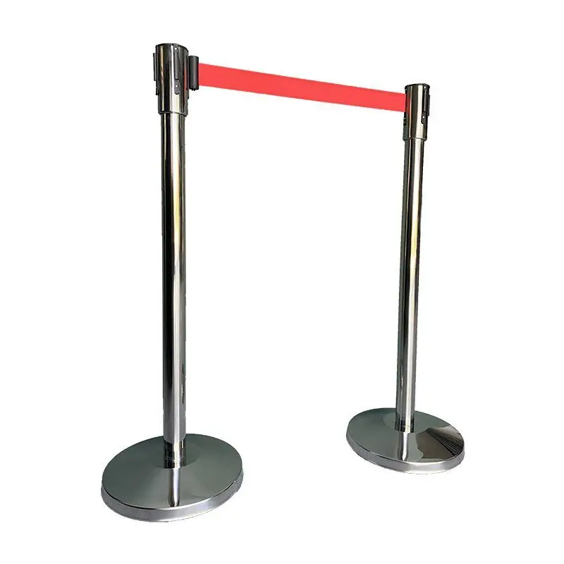 Shop Nu 10104SR - Barrier Chrome Stainless steel with Red Belt, Shut-off length 180 cm, Feet Ø 32cm, Post Ø 5cm, Height 99 cm, 8 kg