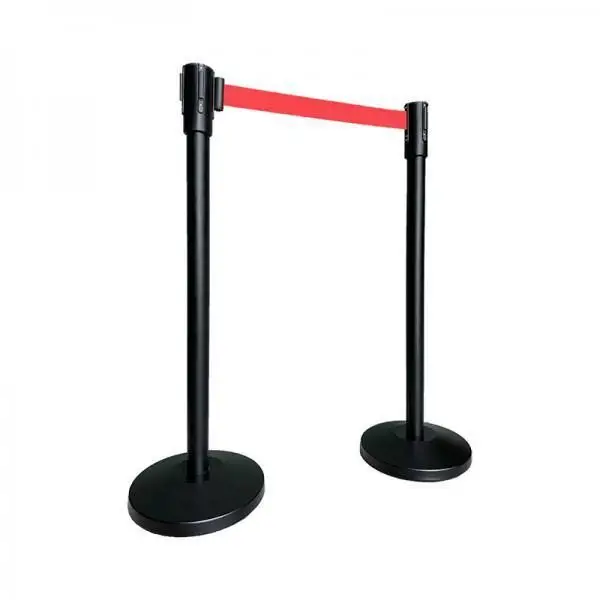 Meest Verkocht 10104R - Barrier Black with Red Belt, Shut-off length 180 cm, Feet Ø 32cm, Post Ø 5cm, Height 99 cm, 8 kg
