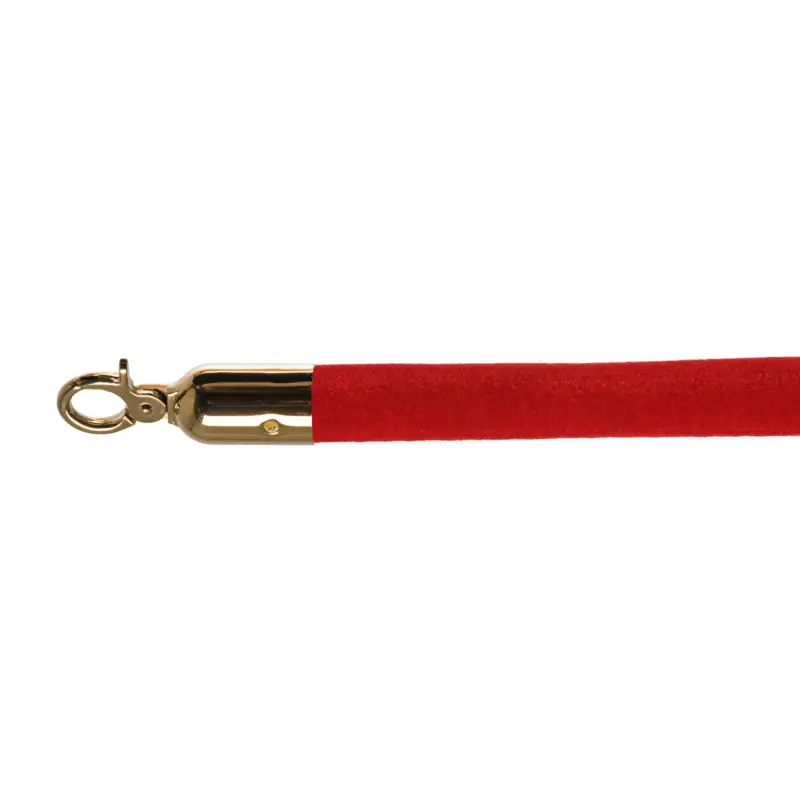 Premium 10103RB - Barrier cord velvet Red, Brass, Ø 3cm, length 157 cm