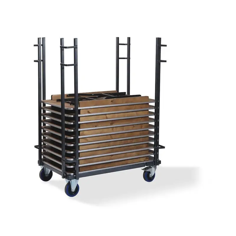 Foldingtable rectangular Trolley, Adjustable dimensions, Hammerite, 126-208x84-100x168cm (BxTxH), T90700 Hoge Kwaliteit