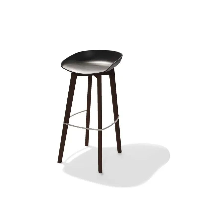 Merkproduct Keeve Barchair Black low, birchwood Frame and Plastic seat, 53x47x90cm (BxTxH), 506FD03SB