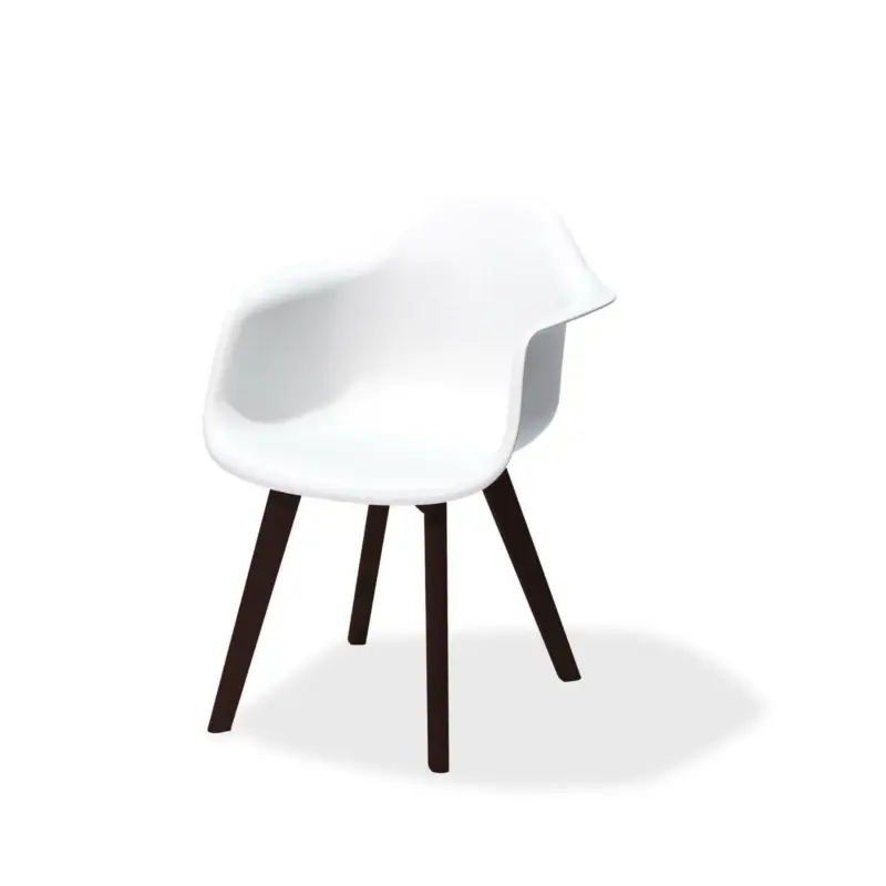 Dagaanbieding Keeve Stackable Chair white with armrest, birchwood Frame and Plastic seat, 61,5x61x83cm (BxTxH), 505FD02SW