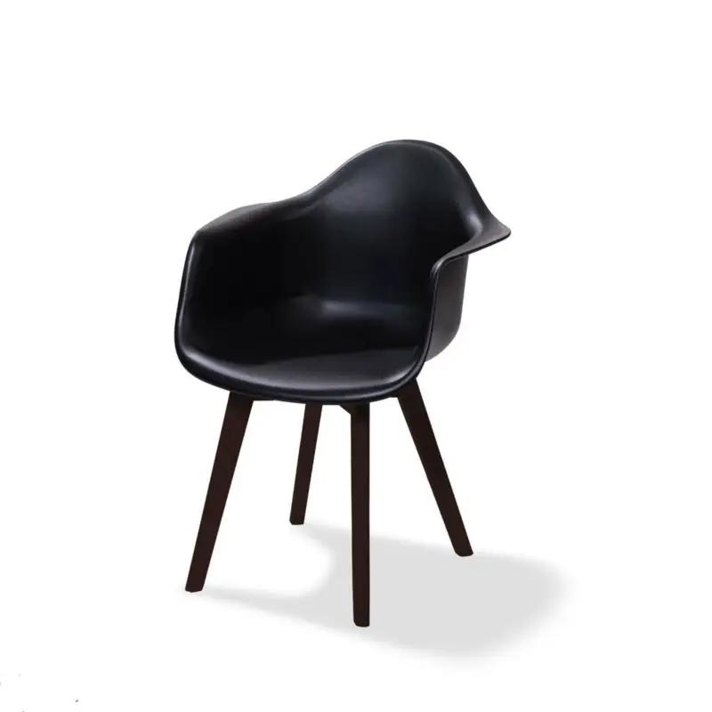 Gecertificeerd Keeve Stackable Chair Black with armrest, birchwood Frame and Plastic seat, 61,5x61x83cm (BxTxH), 505FD02SB