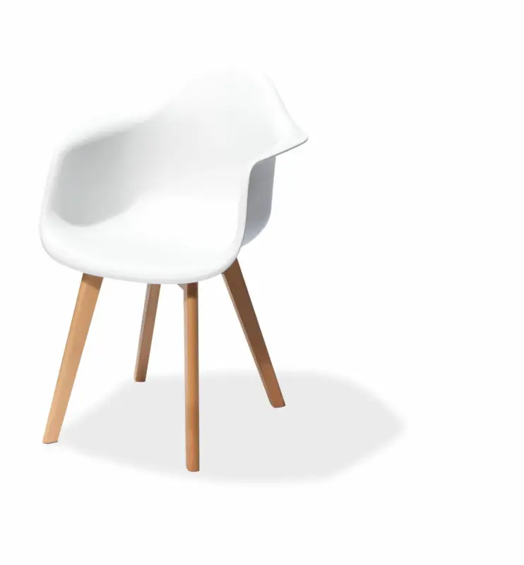 Keeve Stackable Chair white with armrest, birchwood Frame and Plastic seat, 61,5x61x83cm (BxTxH), 505F02SW Hoge Kwaliteit