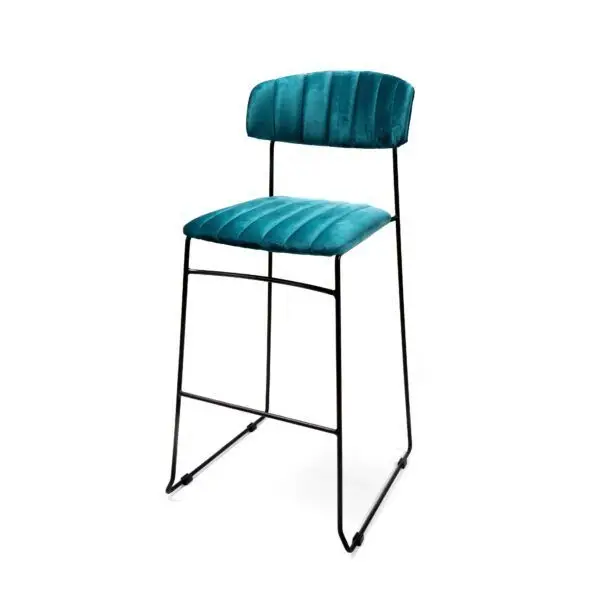 Meest Verkocht Mundo barchair petrol blue, velvet upholstered, fire retardant, 46,5x49x105cm (BxTxH), 53106