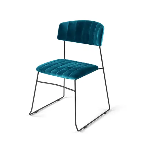 Mundo Stacking Chair petrol blue, velvet upholstered, fire retardant, 54x55x79cm (BxTxH), 53006 Meest Verkocht